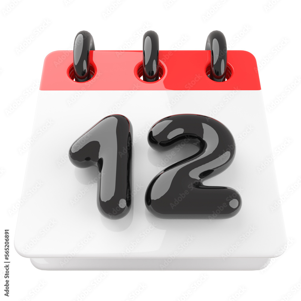 3D Calendar Icon 12th Day Of Month with generative AI 3D Calendar Icon 12th Day Of Month with generative AI
