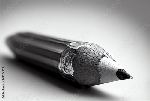 black pencil on white paper, close-up, generative ai