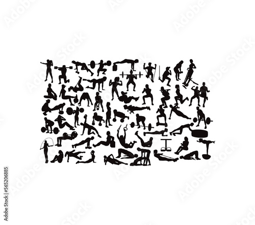  Fitness and Gym Silhouettes, art vector design
