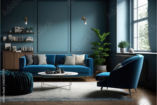 Modern living room with sofa. Genarative AI