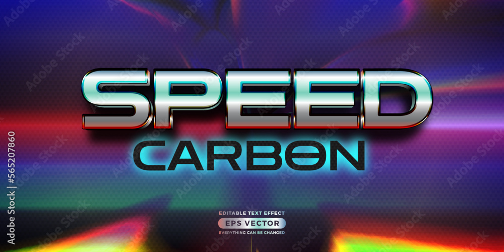 Fototapeta premium Speed carbon editable text style effect in retro look design with experimental background ideal for poster, flyer, logo, social media post and banner template promotion