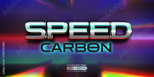 Speed carbon editable text style effect in retro look design with experimental background ideal for poster, flyer, logo, social media post and banner template promotion