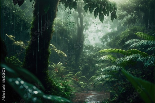 Tropical fern in the jungle. Genarative AI © CREATIVE STOCK