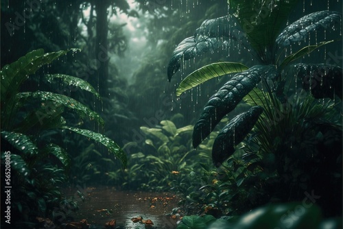 Tropical fern in the jungle. Genarative AI