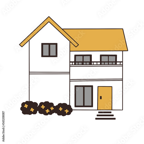 黄色い屋根の家のイラスト
