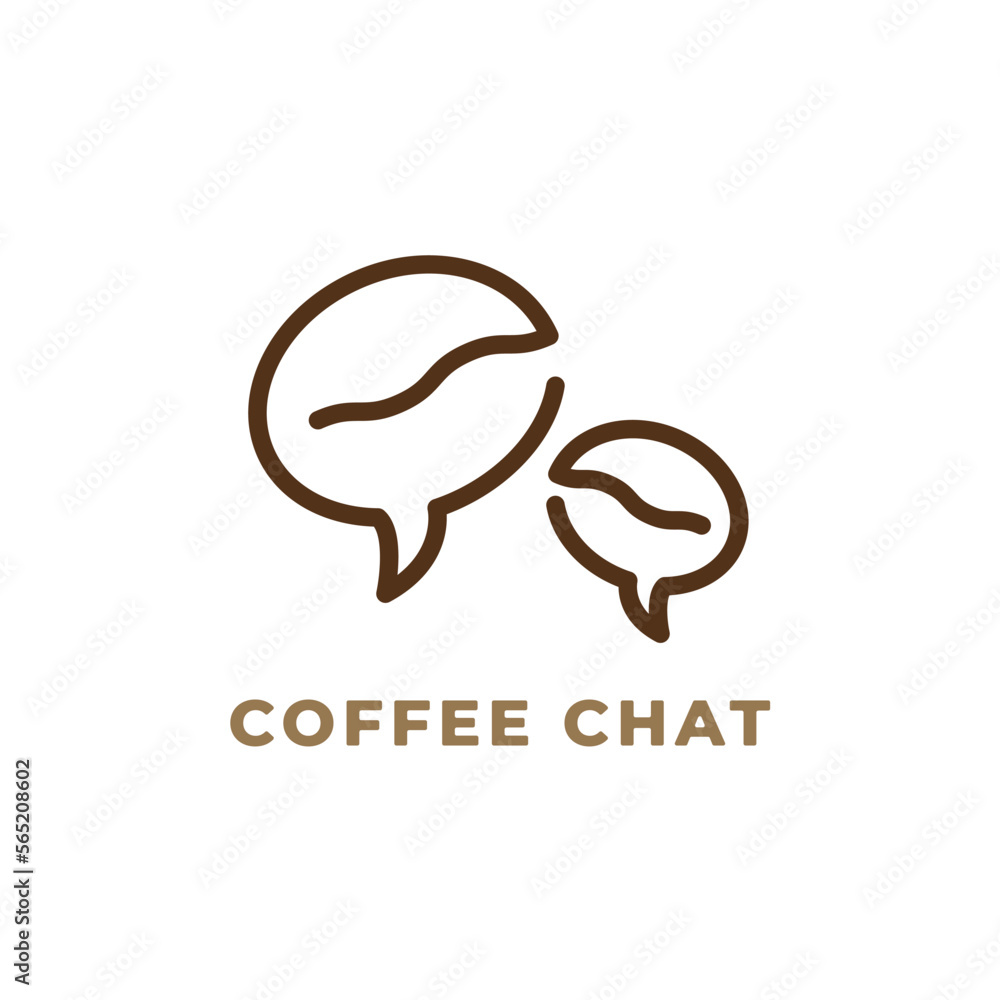 Fototapeta premium Coffee chat logo design with line art style, simple, and minimalist.