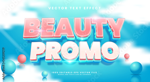 Beauty promo 3d editable vector text style effect, suitable for promotion product name