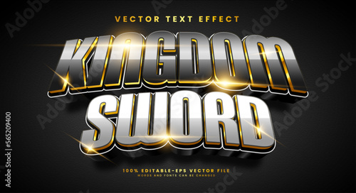 Kingdom sword 3d editable vector text effect with dark luxury concept.