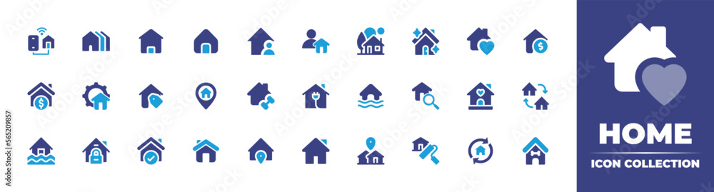 Home icon set full style. Solid, disable, gradient, duotone, regular, thin. Vector illustration and transparent icon. - obrazy, fototapety, plakaty 