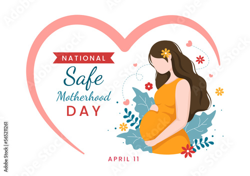 National Safe Motherhood Day on April 1 Illustration with pregnant Mother and Kids for Web Banner or Landing Page in Flat Cartoon Hand Drawn Templates