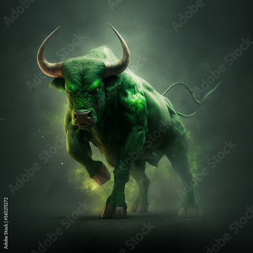 Green bull Photorealistic