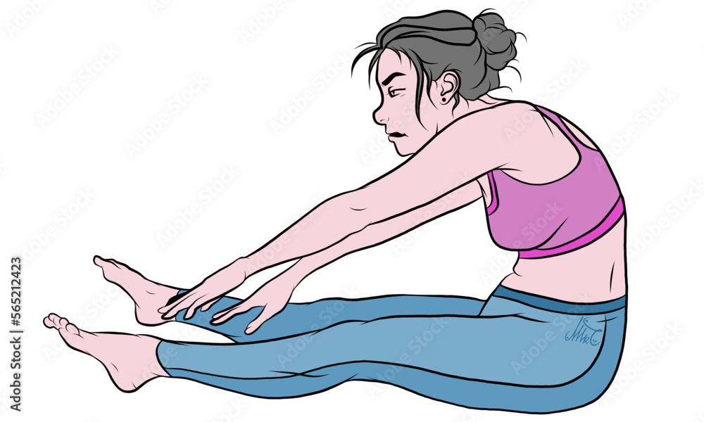 Lazy woman fitness yoga vector