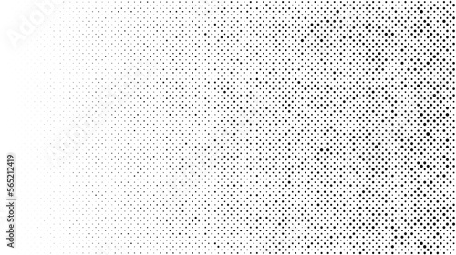 Grain stippled gradient. Faded stochastic dotwork texture. Random grunge noise background. Black dots, speckles or particles wallpaper. Halftone vector monochrome 