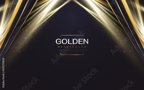 Luxury and Elegant Blue and Gold Background with Golden Light and Paper Cut Style. Can be Used for Award, Banner, Card, Nomination, Ceremony, Formal Invitation or Certificate Design