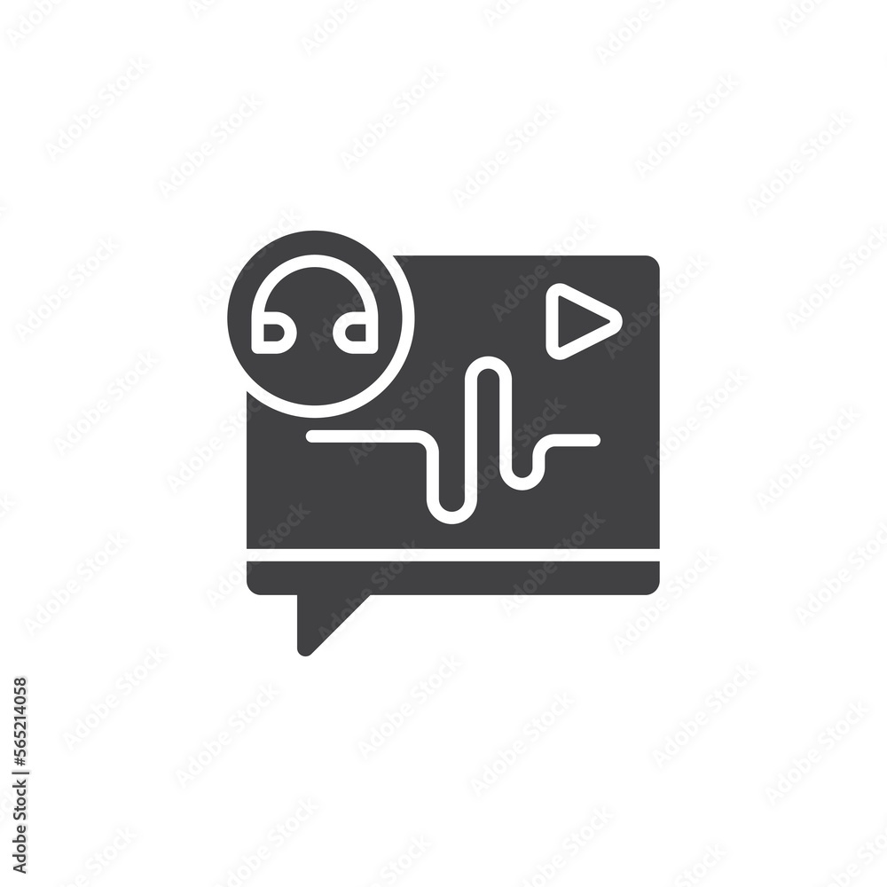 Glyph voice note vector icon. headset, play button, sound wave Glyph voice note vector icon. headset, play button, sound wave