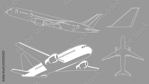 エアライン飛行機イラストアセット Airline, airplane assets