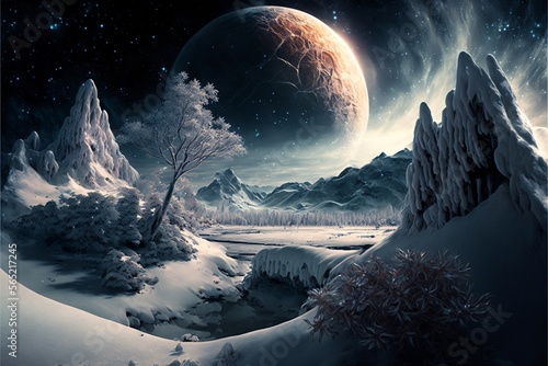 Winter on an Alien Planet. Generative AI