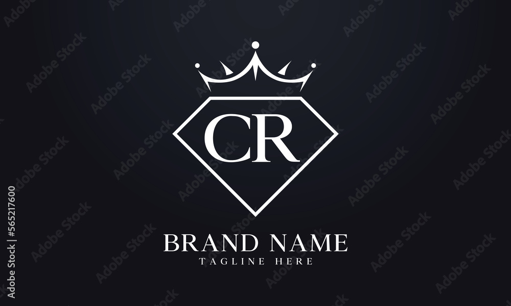 Diamond crown vector. Luxury queen logo for jewelry vector with letters
