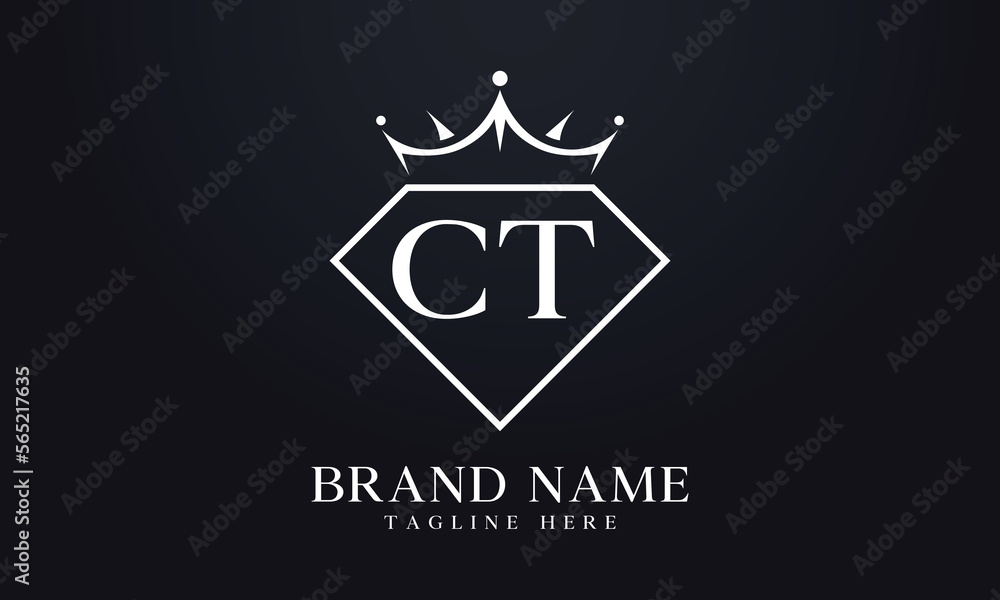 Diamond crown vector. Luxury queen logo for jewelry vector with letters