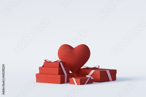 Gift box with heart, 3drendering