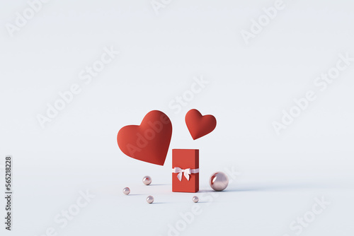 Gift box with heart, 3drendering