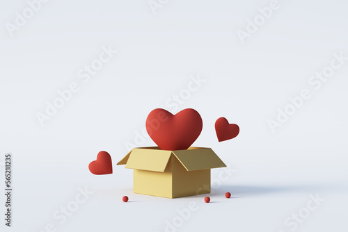 Gift box with heart, 3drendering