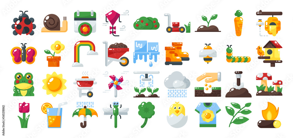 spring icon set. vector illustration for web, computer and mobile app. flat style icon spring icon set. vector illustration for web, computer and mobile app. flat style icon