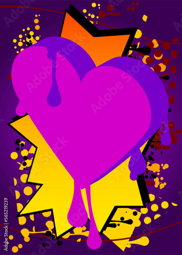 Graffiti Love Background with Hearts. Abstract modern Valentine's Day street art decoration performed in urban painting style.