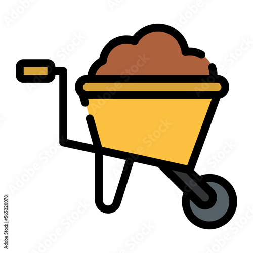 wheel barrow line icon