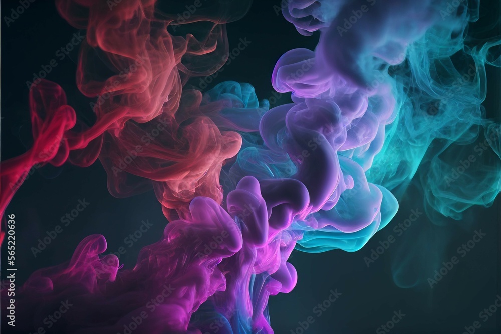 Smoke, dark background with colored lights, Ai Smoke, dark background with colored lights, Ai