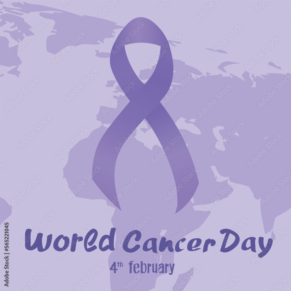 Fototapeta premium Poster for World Cancer Day with violet ribbon