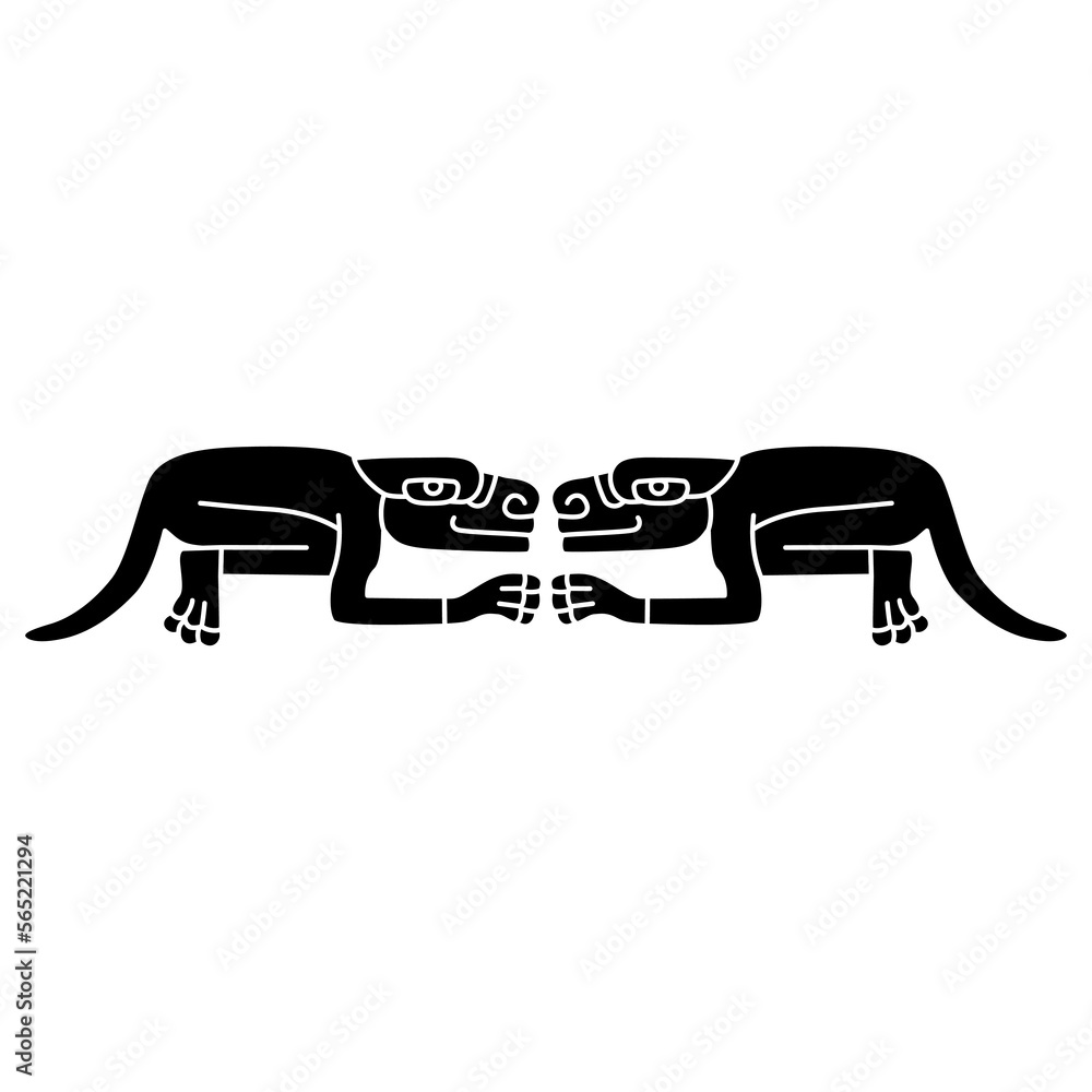 Symmetrical animal design with two fantastic animals. Native American