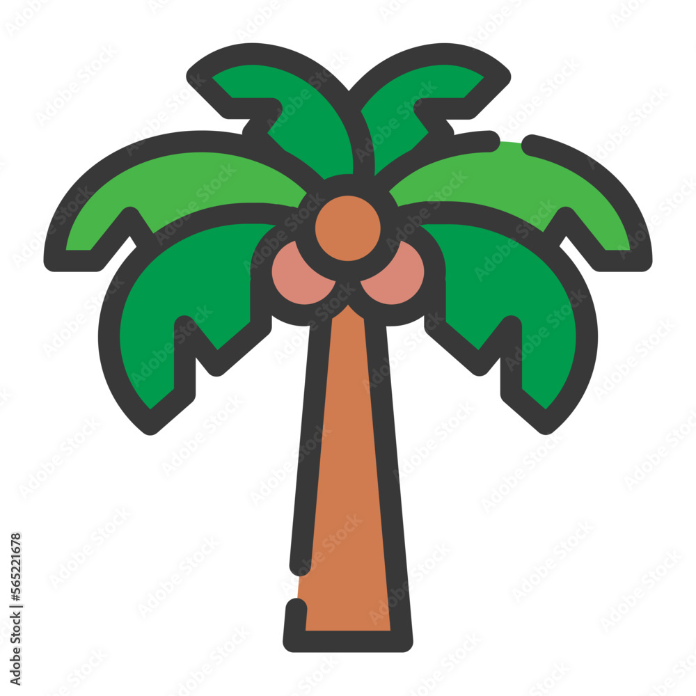 coconut tree line icon