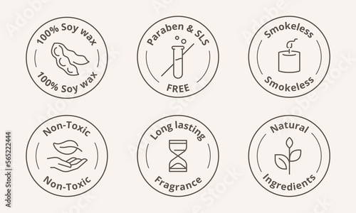 Scented candle-certified label. Special features symbol. Aroma candle badge vector illustration. Perfect sign design for shop and sale banners.