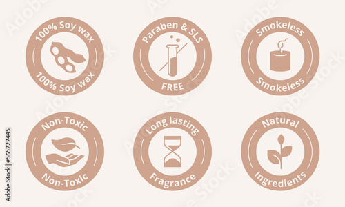 Scented candle-certified label. Special features symbol. Aroma candle badge vector illustration. Perfect sign design for shop and sale banners.