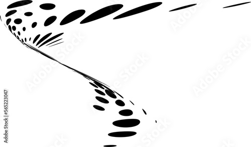 A half-tone polka-dot Mobius-shaped frame in the shape of a visor. For logos, postcards, banners. Vector.