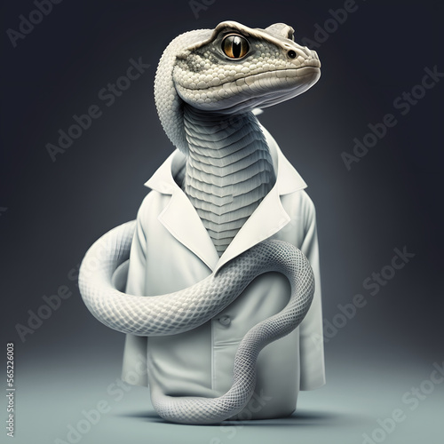 Snake in dress or professional dress or doctor snake or healer snake photo