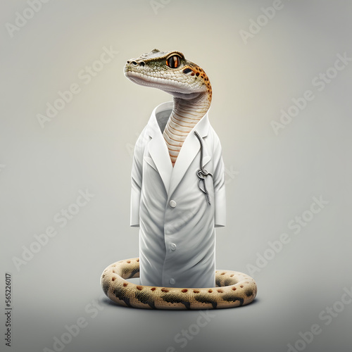 Snake in dress or professional dress or doctor snake or healer snake photo