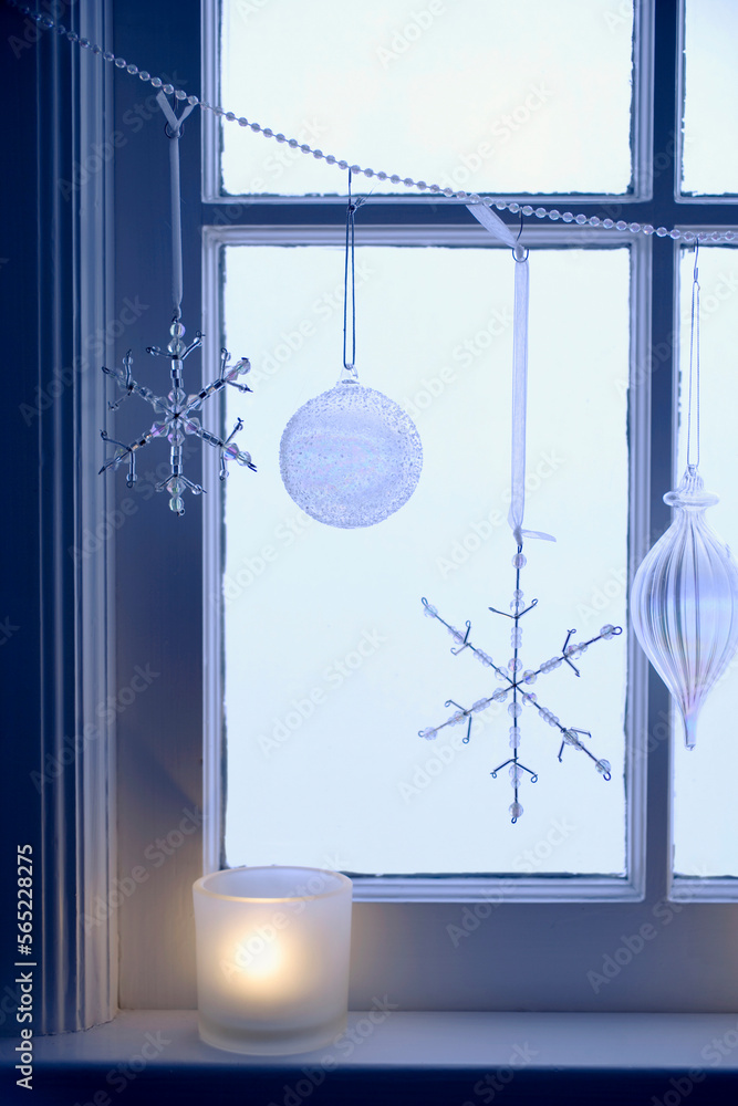 Ornaments and Candle by Window Ornaments and Candle by Window