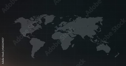 Composition of world map over black background