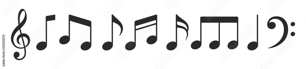 Music notes vector icon set. Music notes sign black on white background Music notes vector icon set. Music notes sign black on white background