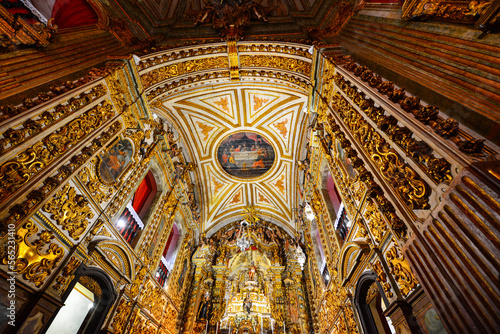 The lavish, baroque interior of the Basilica of Our Lady of the Pillar, or Igreja do Pilar, in the World Heritage-listed colonial town of Ouro Preto, Minas Gerais state, Brazil