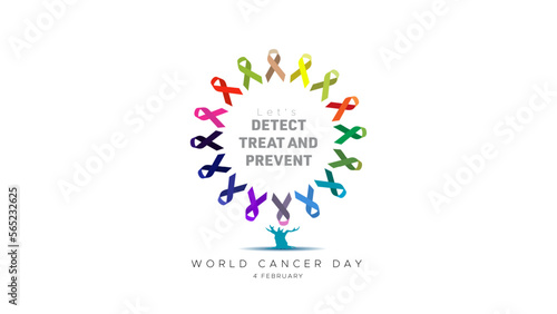 World Cancer Day. 4th February raise awareness of cancer and to encourage its prevention, detection, and treatment concept. Vector illustration