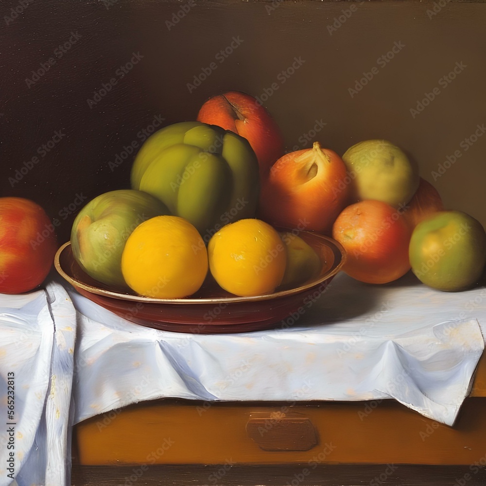 An oil still life of a bowl of fruit on a table 3 Generative AI An oil still life of a bowl of fruit on a table 3 Generative AI