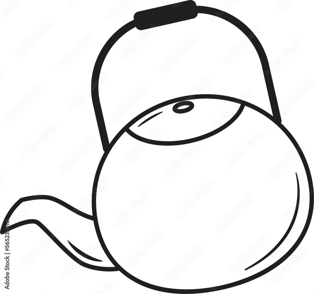 Line art illustration of kettle Line art illustration of kettle