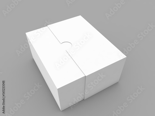 Sliding paper box on a gray background. 3d render illustration.