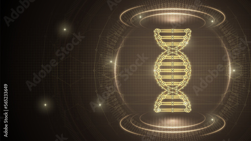 Human Genome DNA Double Helix Medical Low Poly Polygonal Triangulated Line Dot Connection Geometric Grid Brown Background Infographic Template