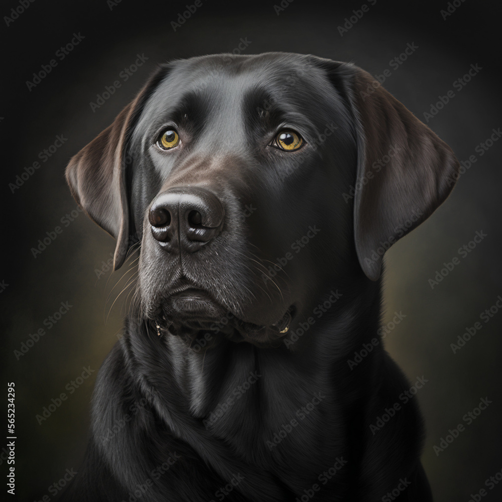 Labrador Love: A Tribute to Man's Best Friend - Portrait of  a black labrador retriever Ai