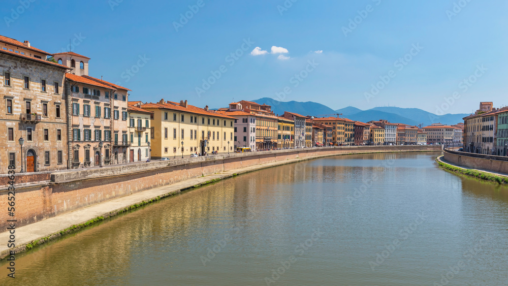Pisa, Italy, panorama city skyline and Arno River