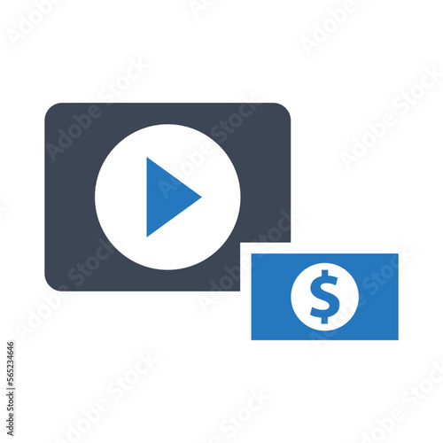 Video monetization icon vector graphic illustration